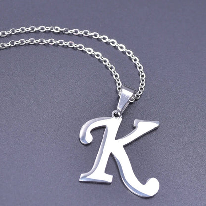 26 Letters Necklace Stainless Steel Initial Necklaces Pendant Big