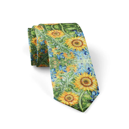 New 3d printed oil painting tie men's fun fashion business tie wedding party shirt accessories Van Gogh starry sunflower