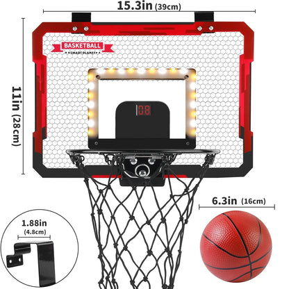 MQUDUO Door Mounted Mini Basketball Hoop Set with 3 Balls, Padded Backboard and Foldable Rim for Dorm Room Basketball Challenge