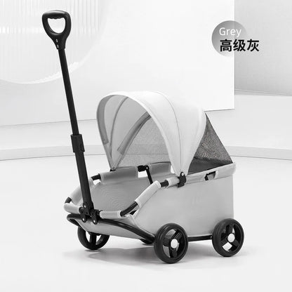 4-Wheel Dog Stroller with Sunshade Cover Pet Carrier for Outdoor Travel Shopping Walking Suitable for Small Dogs and Cats