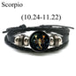 12 Zodiac Signs Leather Bracelet for Men Women Virgo Libra Scorpio Aries Taurus  Braided Rope Bracelets Birthday Gift Wholesale