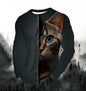 Visual Kitten Fashion Print Men's T-shirt Fashion Long Sleeve T-shirt Casual Round Neck Street Top Loose Pullover Autumn