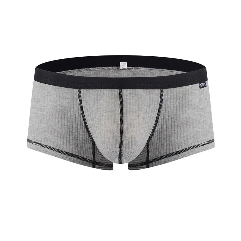 Men's Underwear Personalized Design Low Waist Boxers Pack Breathable Single Layer U Convex Pouch Boxershorts Men