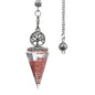 20x52mm Natural Stone Pendulum Tree of Life Hexagonal Cone Crushed Stone Strawberry Crystal