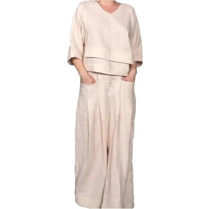 Casual Loose Irregular Cotton Linen Women's Top Set Spring Summer New