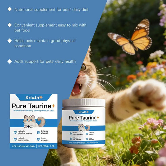 Taurine Powder For Cats Gentle Formula Supports Heart, Vision Overall Health Daily Care Supplement For Comfort And Well-Being