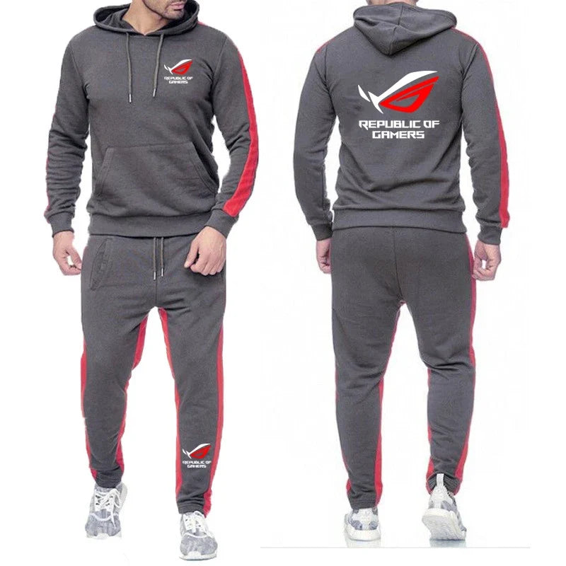 ROG Men's Fleece Tracksuit: Solid Color Jogger Set