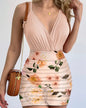 2025 Women'Camisole Vest+Shorts 2-Piece Sets 2025 Summer Sexy Slim Female V-neck Plant Print Short Pants Suits With Belt S-XXL