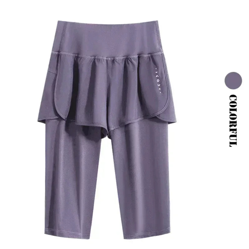 DRUR Yoga Shorts Women Summer Five-Quarter Athletic Shorts Elastic Waist Running Workout Short Leggings For Ladies Sport Shorts
