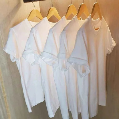 2-Pack Unisex Cotton White Loose Fit T-Shirts