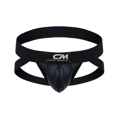 Shiny Metallic Faux Leather Men Erotic Lingerie Jockstrap Wide Waistband Sexy Low Rise Thong PU Underwear Nightclub Party Costum