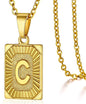 Initial Pendant Necklace for Women Simple Stainless Steel Cuba Link Charm Letter Square Necklace Men Jewelry Couple Gift