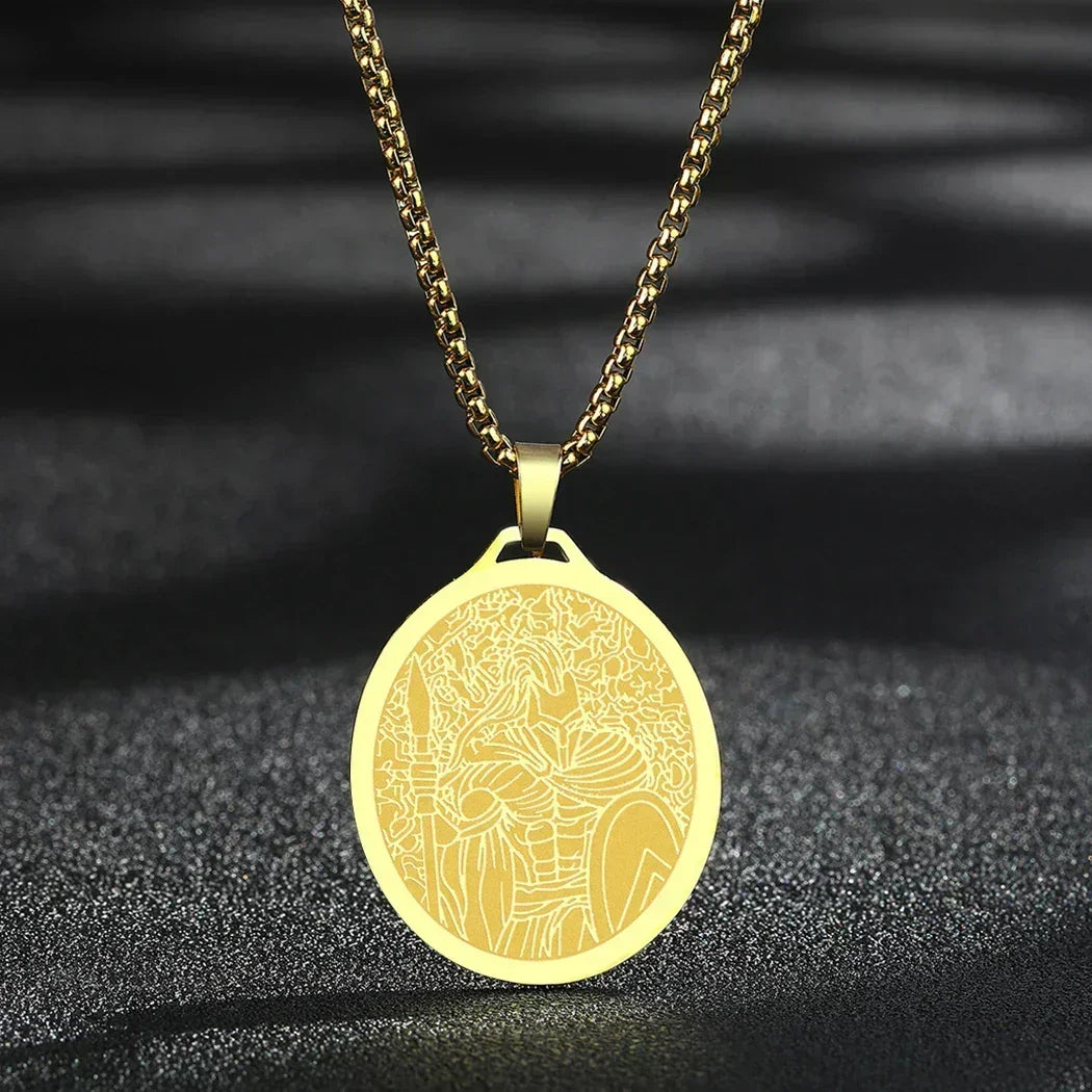Mens Ancient Greek God Spartan Warrior Pendant Gladiator Necklace Women Mythology Spartan Helmet Charm Neck Chain Amulet Jewelry