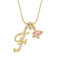 Fashion Letter Necklace for Women Pink Zircon Heart-shaped Pendant Suitable for Girls to Wear Personalized Gold-plated Jewelry