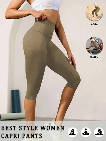 High Waisted Capri Yoga Pants - Tummy Control