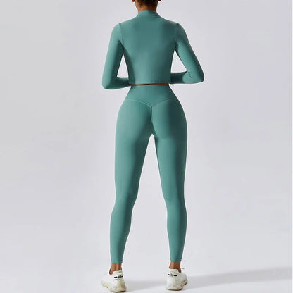 Women's 3-Piece Activewear Set – Sports Bra, Leggings & Long-Sleeve Top