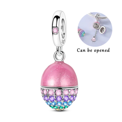 925 Sterling Silver Can Be Opened Pandant Easter Egg Charms Beads Fit