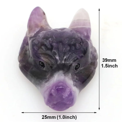 1.5" Wolf Head Stone Pendant Natural Healing Crystals Hand Carved Wolves Animal Statue Figurine Gems for Jewelry Making Necklace