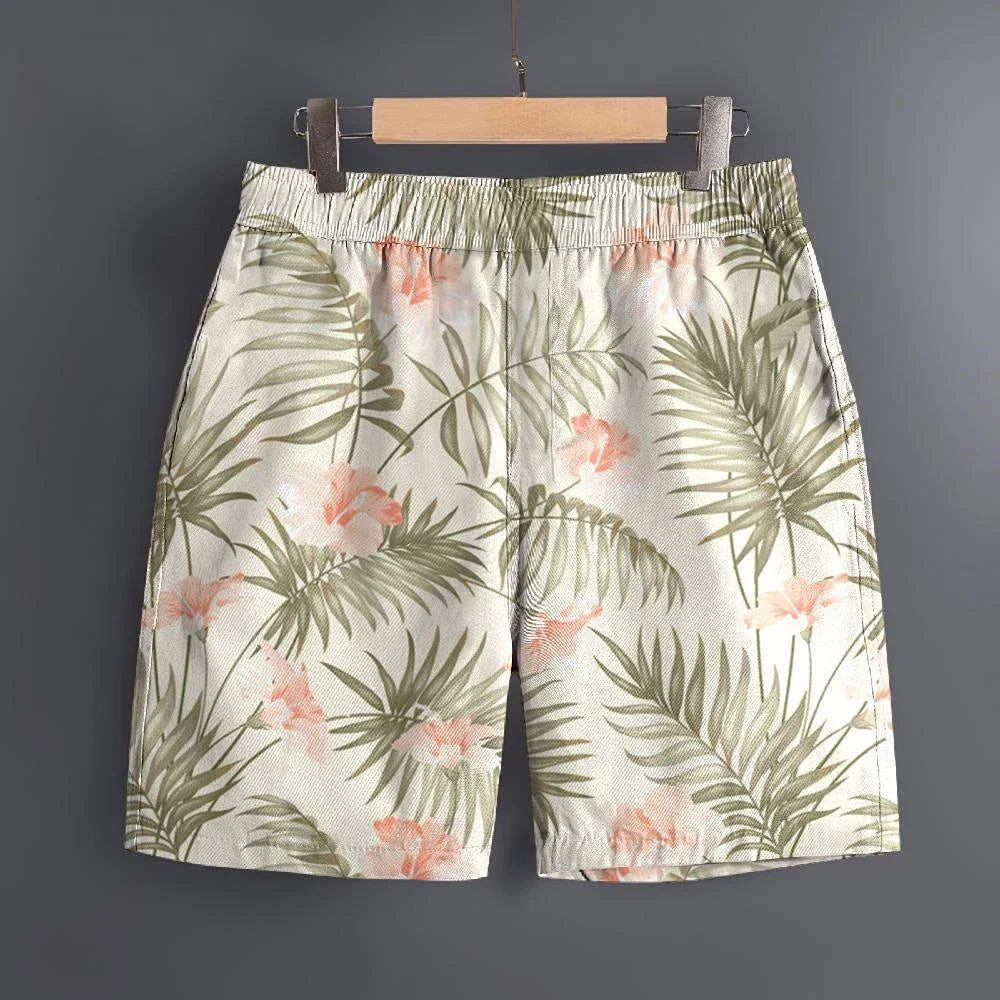 Men's Hawaiian 3D Summer Cool Leaf Pattern Beach Shorts Quick Dry Outdoor Leisure Sports Shorts Fashion Men's Shorts