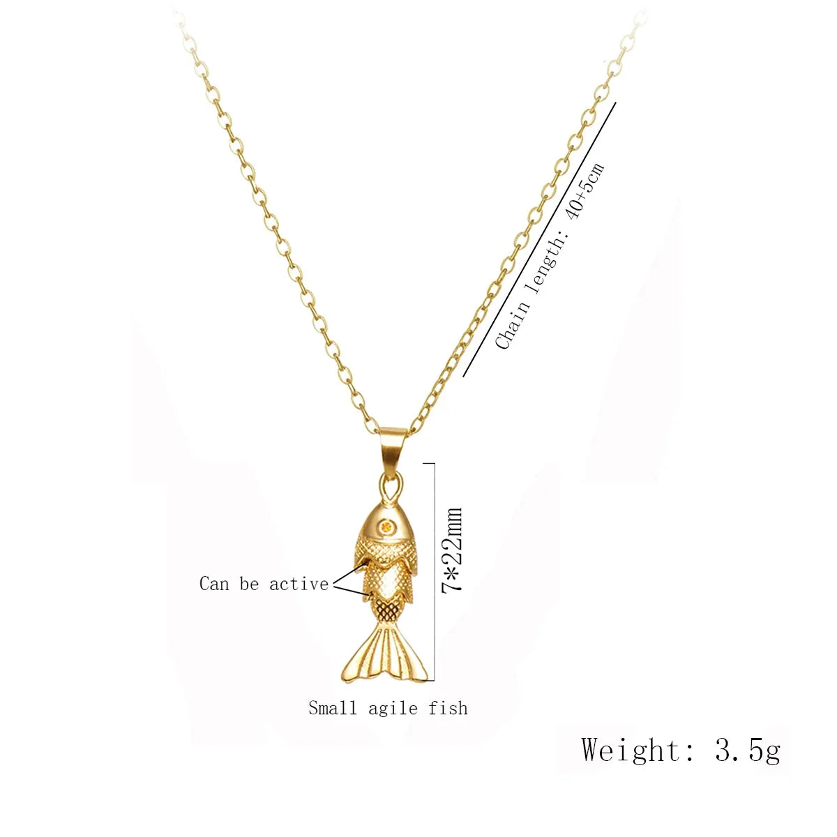 Trendy Gold-Plated Retro Personality Agile Small Fish Necklace for Women Anti-Allergic Fashionable Jewelry Accessory