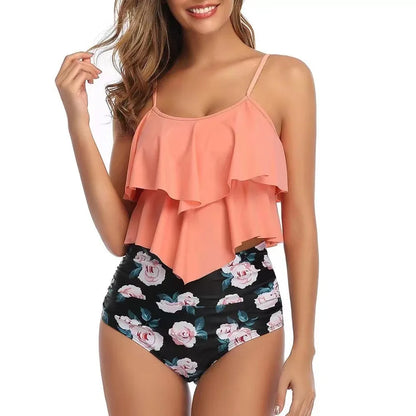 RuffleWave: Chic High Waist Bikini & Tankini Set
