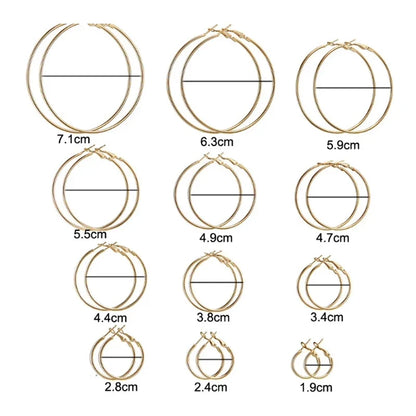 12pairs/6pairs Simple Punk Hoop Earrings Set Big Circle Earrings