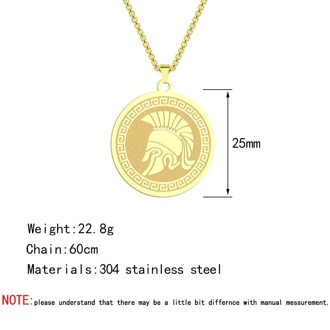 Mens Ancient Greek God Spartan Warrior Pendant Gladiator Necklace Women Mythology Spartan Helmet Charm Neck Chain Amulet Jewelry