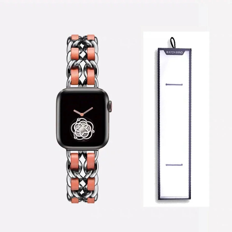Apple Watch Woven-Accent Chain Bracelet Band