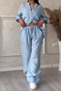 Autumn Cotton and Linen Pant Sets Women Fashion Long Sleeve Shirts