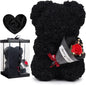 1pc 25cm Rose Bear with Flower Bouquet Artificial Foam Flowers Bear Romantic Creative Gifts for Valentines Day Anniversary Gift
