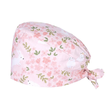 Cute Bear Print Surgical Caps for Long Hair
