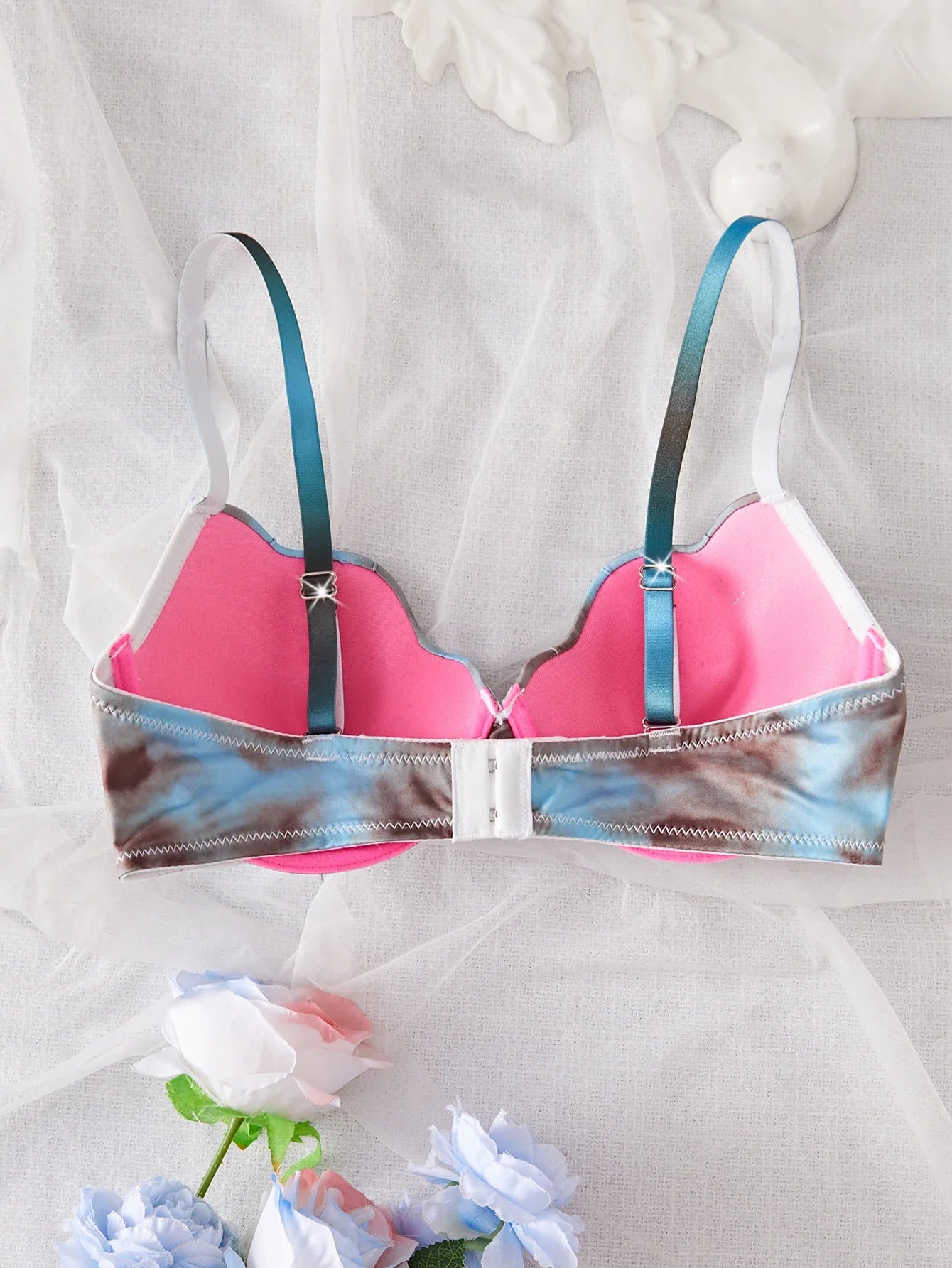 Summer Beach Bikini Colorful Ombre Shell Cup for Women's bra Sexy Push-Up Comfort Underwire Bra Women's Beach Vacation lingerie