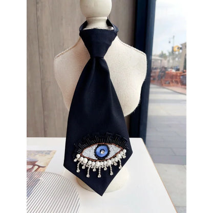 British Formal Suit Necktie Bowtie Pearl Crystal Tassel Eye Embroidery Korean Men's Women's College Style Shirt Accessories Ties
