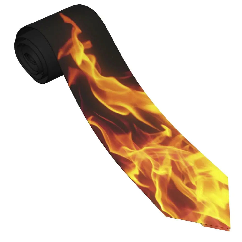 Bright Fire Necktie Men Women Fashion Polyester 8 cm Wide Burning Neck Ties for Men Suits Accessories Business