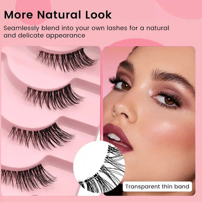 Clear Band Half False Eyelashes Natural Wispy Faux Mink Lashes Lightweight Reusable Comfortable Eye Lash for Daily Beauty Makeup