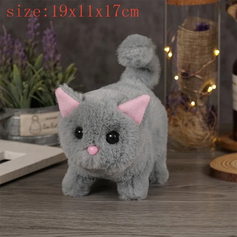 Simulation Interactive Cat Plush Toy – Walking, Tail Wagging, Head Shaking – Electronic Stuffed Doll Gift