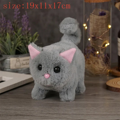 Simulation Interactive Cat Plush Toy – Walking, Tail Wagging, Head Shaking – Electronic Stuffed Doll Gift
