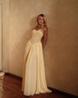 Sexy Yellow Lace Corset Maxi Dress Women's Spaghetti Strap Ruched Bust Flowy Chiffon Long Gowns 2026 Lady Evening Party Wear