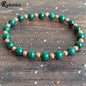 Ruberthen Womens 6 MM AAA Grade Malachite With Copper Beads Bracelet Handmade Yoga Mala Bracelet Stimulates Energy Jewelry
