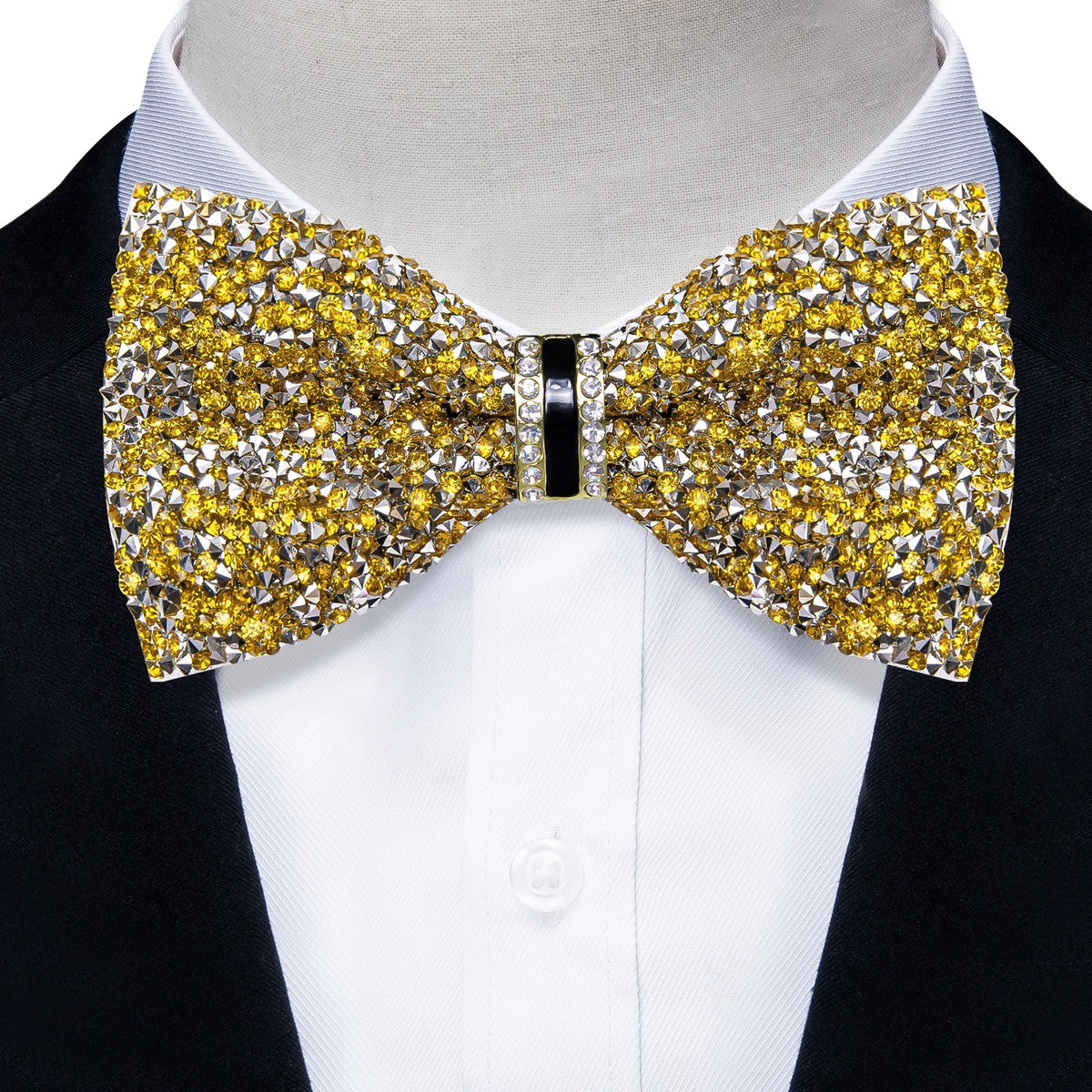 Sparkle Rhinestone Bow Ties for Men Pre-Tied Diamond Sequin Bowtie with Adjustable Length Wedding Party