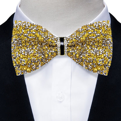 Sparkle Rhinestone Bow Ties for Men Pre-Tied Diamond Sequin Bowtie with Adjustable Length Wedding Party