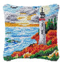 Lighthouse Sailing Latch Hook Set Embroidery Latch Hook Kit Marine Animals Latch Hook Pillow Set Button Pad Package Handmade DIY