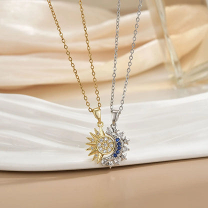 LATS New Stainless Steel Magnetic Sun Moon Couple Necklace Fashion Chain for Men and Women Good Friend Gifts Trend Jewelry