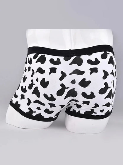 Men Sports Boxers Underwear Underpants Sport Black  L XL XXL Cartoon Cow Printing Ventilate Fashion Fitness Casual Comfortable