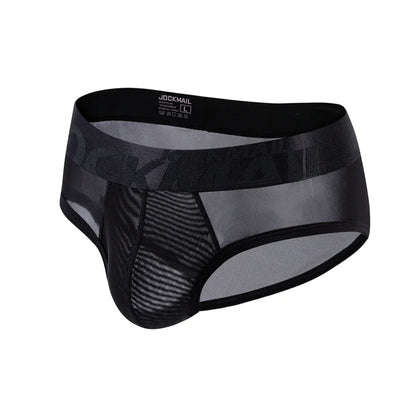 Jockmail Men Briefs Mens Panties Sexy Transparent Mesh Ice Silk Gay Men Underwear Sissy Men Underpants Ropa Interior Hombre
