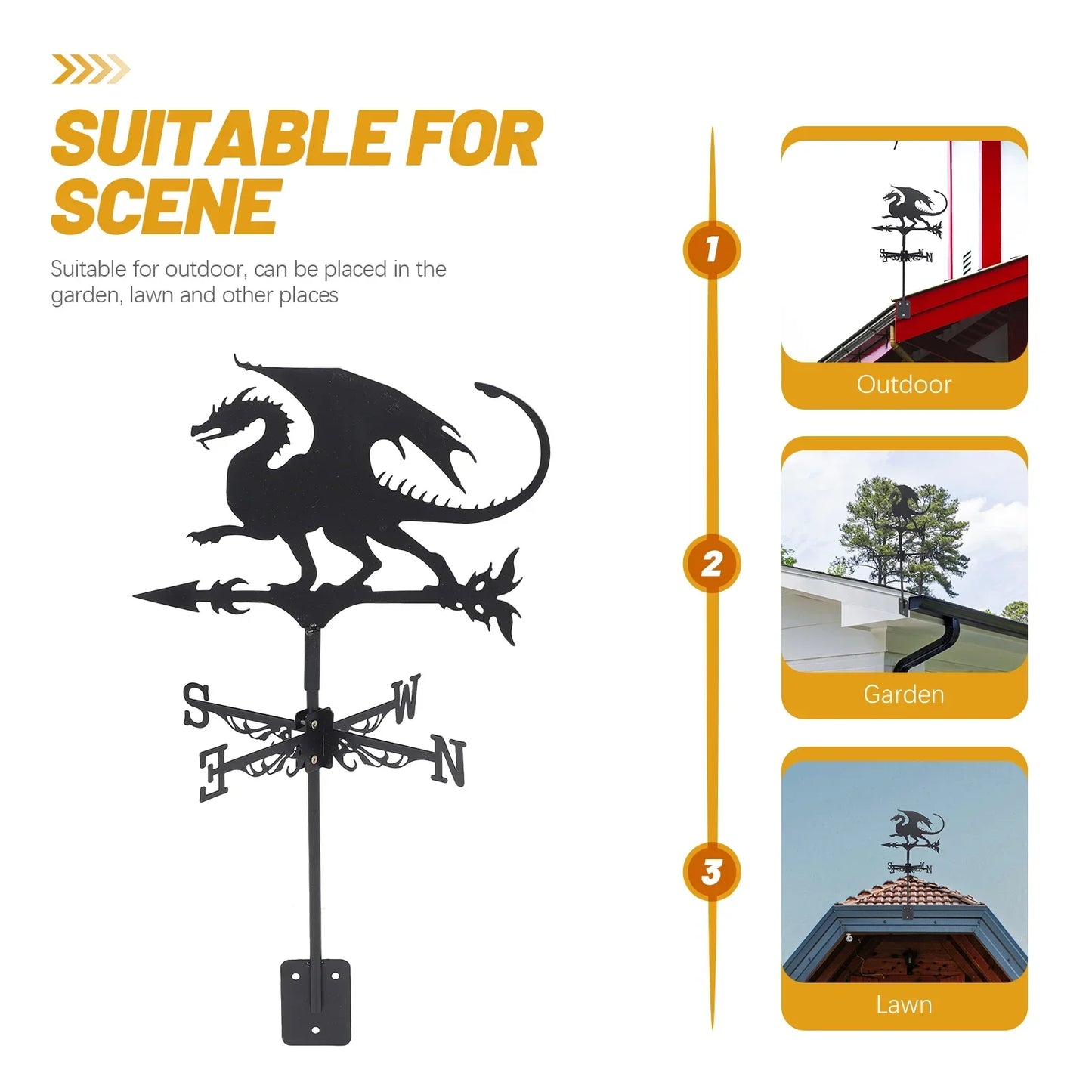 Cross Border Weather Vane, Metal Animal Flying Dragon Iron Outdoor Roof Garden Garden Decoration, Weather Vane Decoration Crafts