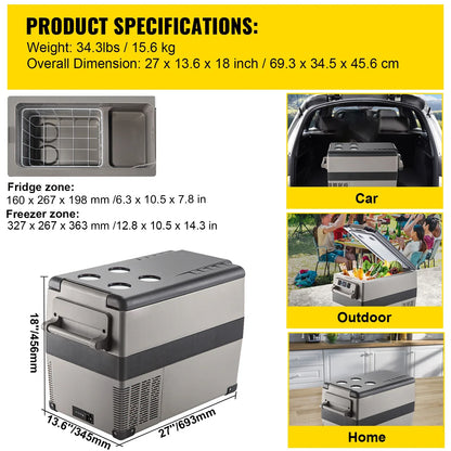 SucceBuy 20L 22L 35L 45L 55L Car Refrigerator Mini Fridge Freezer Portable Compressor Cooler DC 110-240V Ice Box for Camping