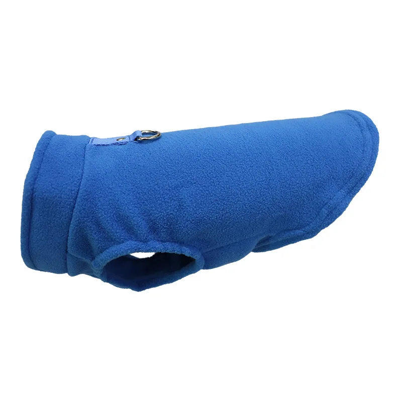 Europe, America, Amazon pet clothes, dog clothes, thickened solid color fleece vest belt, traction pet supplies in stock