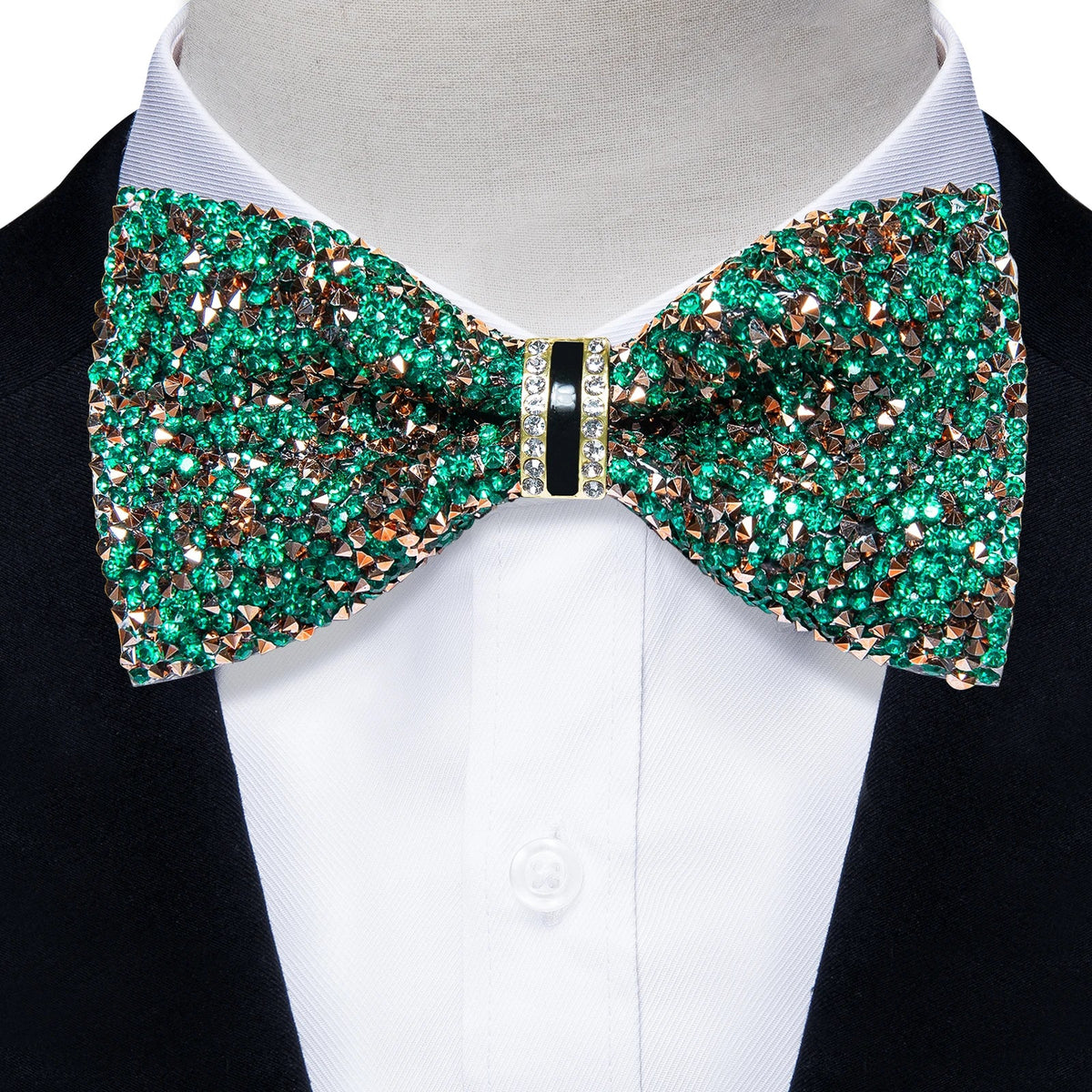 Sparkle Rhinestone Bow Ties for Men Pre-Tied Diamond Sequin Bowtie with Adjustable Length Wedding Party