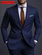 New Luxury Elegant Men's Suits 2 Piece Set Fashion Korean Casual Slim